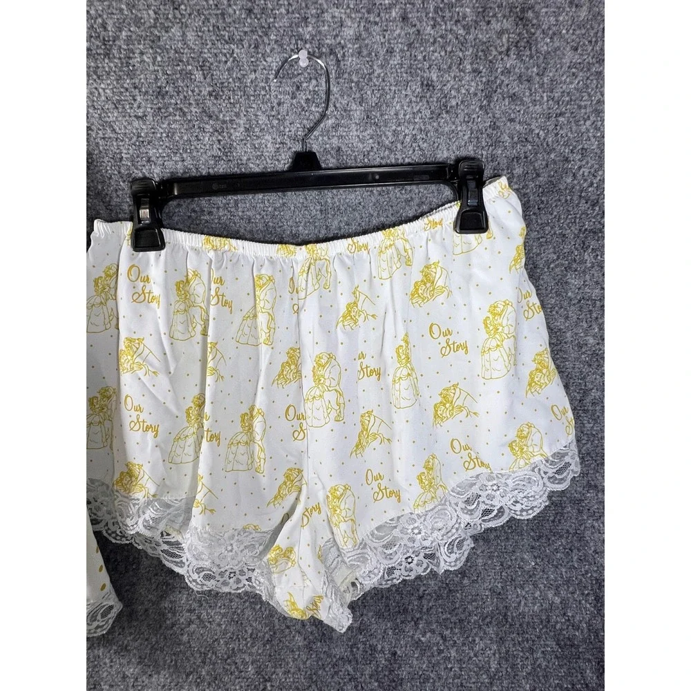 Disney Princess Beauty and the Beast PJammy Satin Pajama Set White Gold Lace - Picture 7 of 14